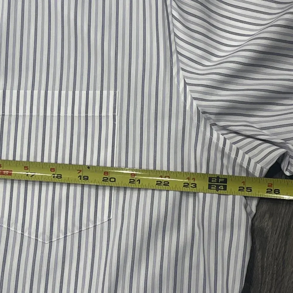 Banana Republic Mens Shirt 17-17.5 XL Button Down Striped White/Purple Collar
